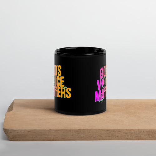 God's Voice Matters -Black Glossy Mug